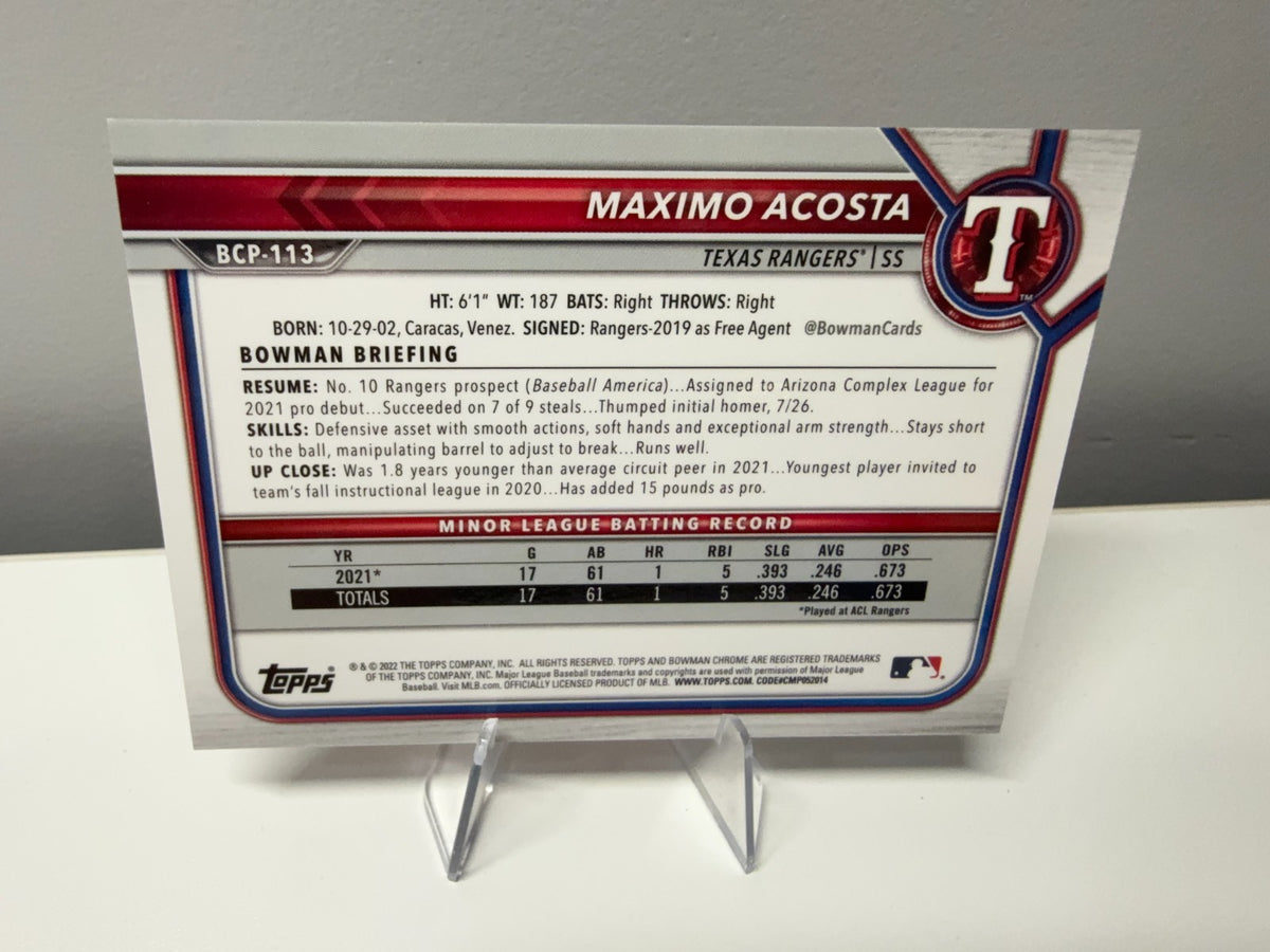 Maximo Acosta 2022 Bowman Chrome Prospect Orange Mojo Refractor /25 #BCP-113