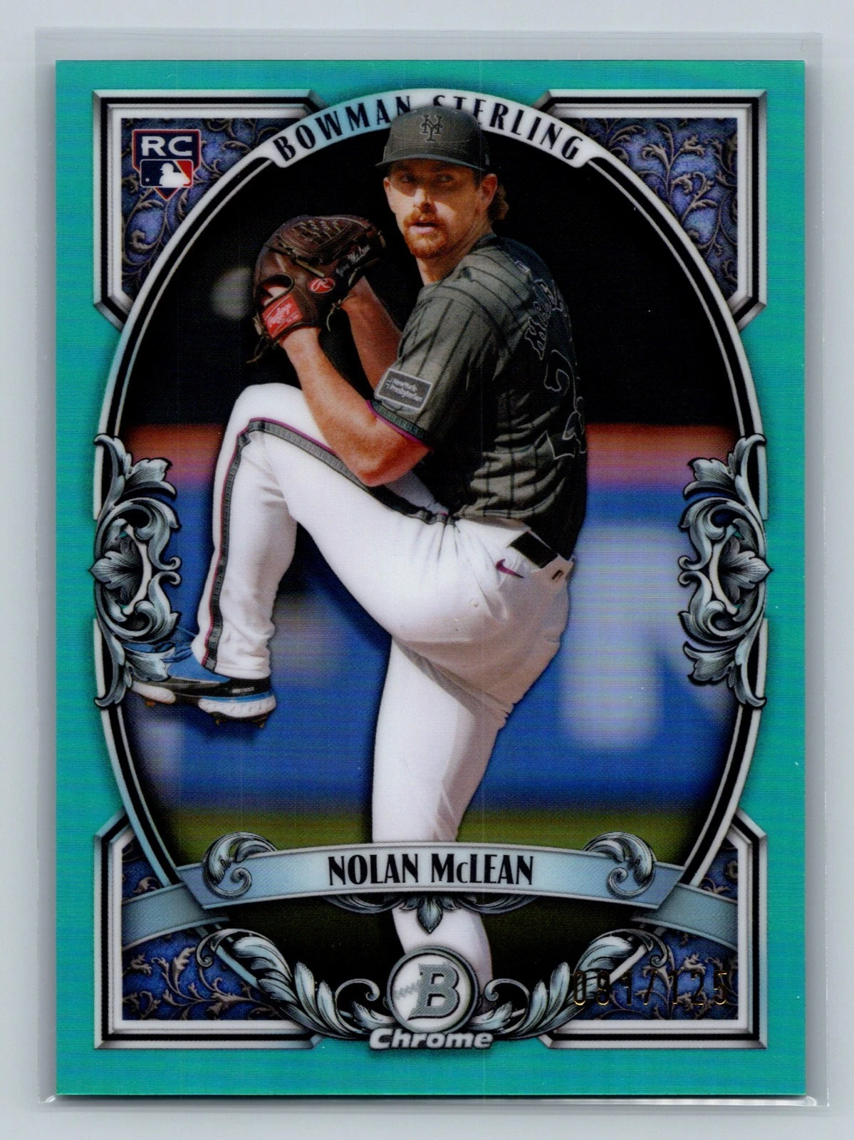 Nolan McLean 2026 Bowman Chrome Sterling Aqua Refractor /125 RC #BST-8 Mets