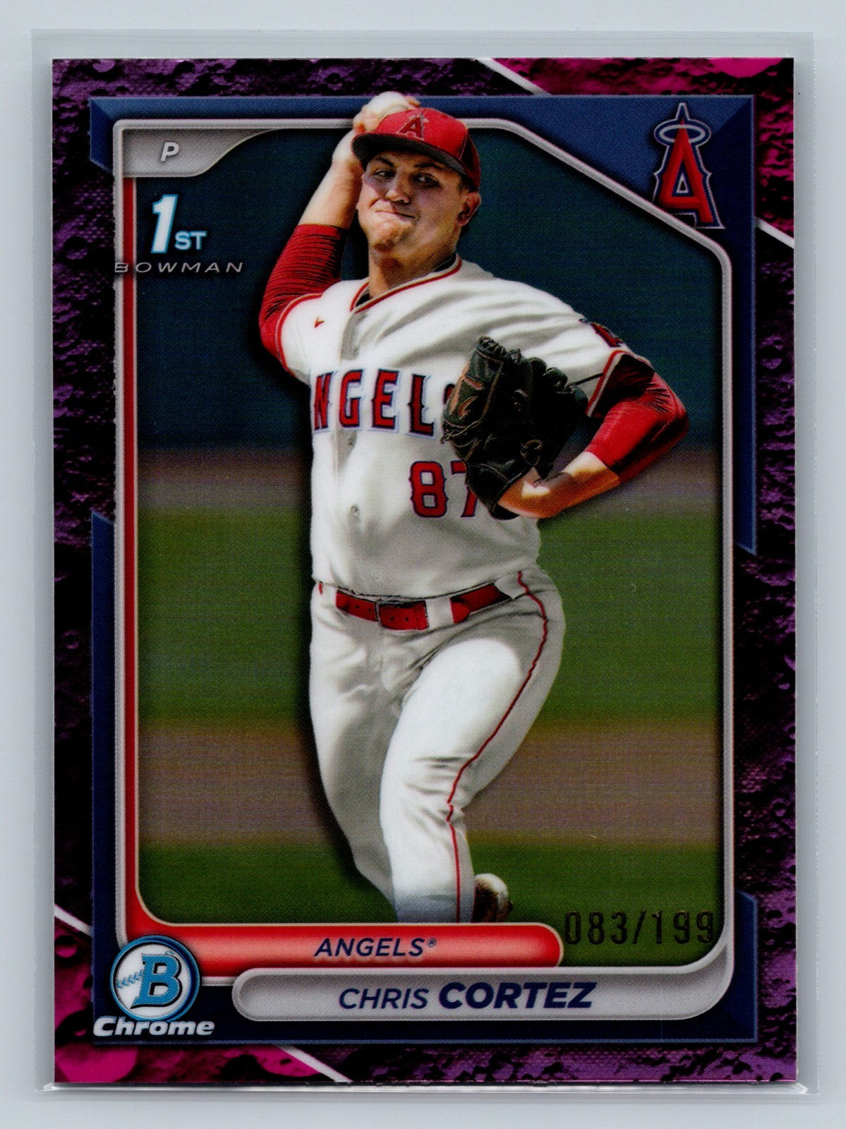 Chris Cortez 2024 Bowman Draft Chrome 1st Fuchsia Lunar Refractor /199 #BDC-77