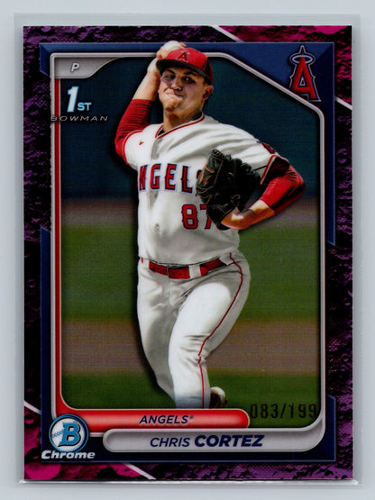 Chris Cortez 2024 Bowman Draft Chrome 1st Fuchsia Lunar Refractor /199 #BDC-77