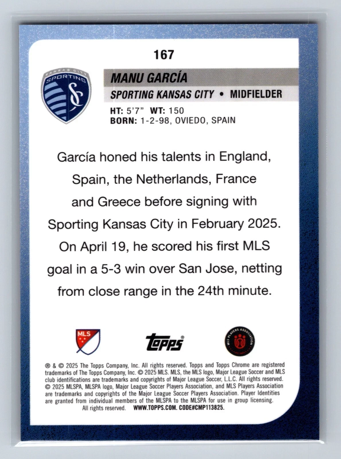 Manu Garcia 2025 Topps Chrome Orange Mini Diamond Refractor /25 #167
