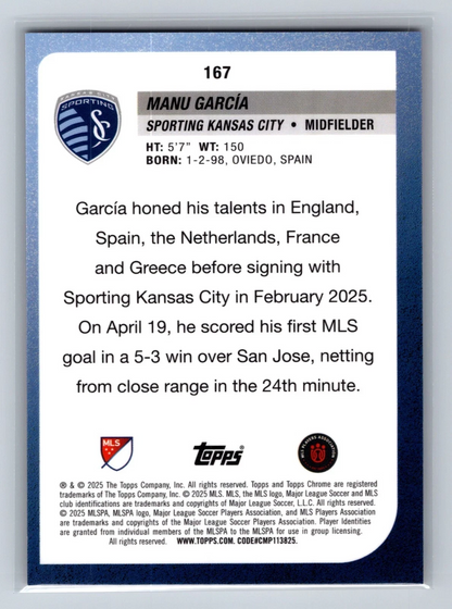 Manu Garcia 2025 Topps Chrome Orange Mini Diamond Refractor /25 #167