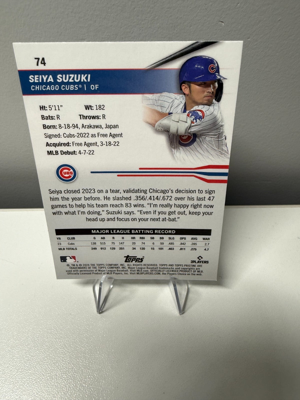 Seiya Suzuki 2024 Topps Pristine Green Refractor /150 #74 Cubs