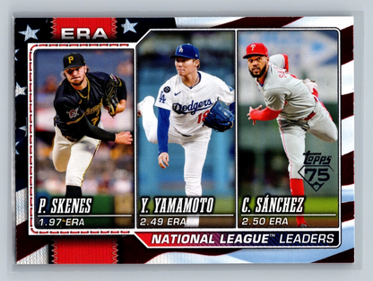 Skenes Yamamoto Sanchez 2026 Topps Series 1 NL ERA Leaders Independence Day /76