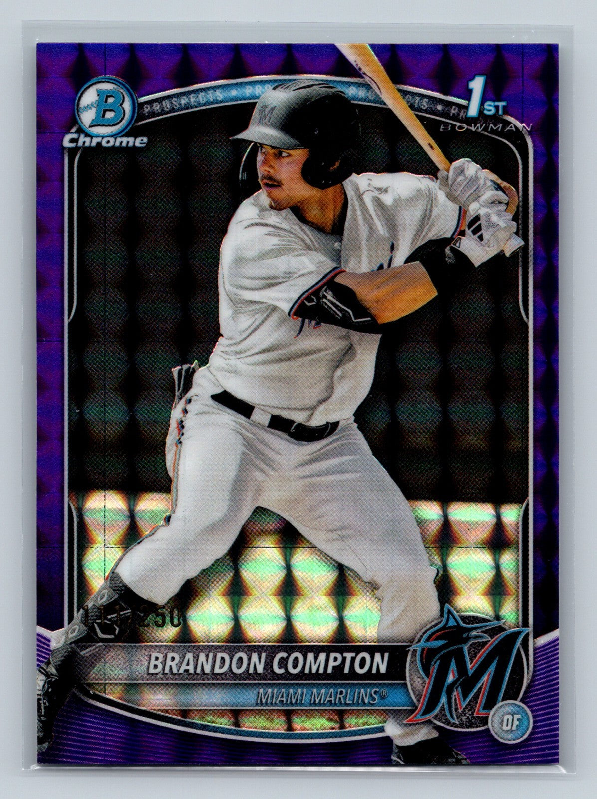 Brandon Compton 2025 Bowman Draft Chrome 1st Purple Geometric Refractor /250