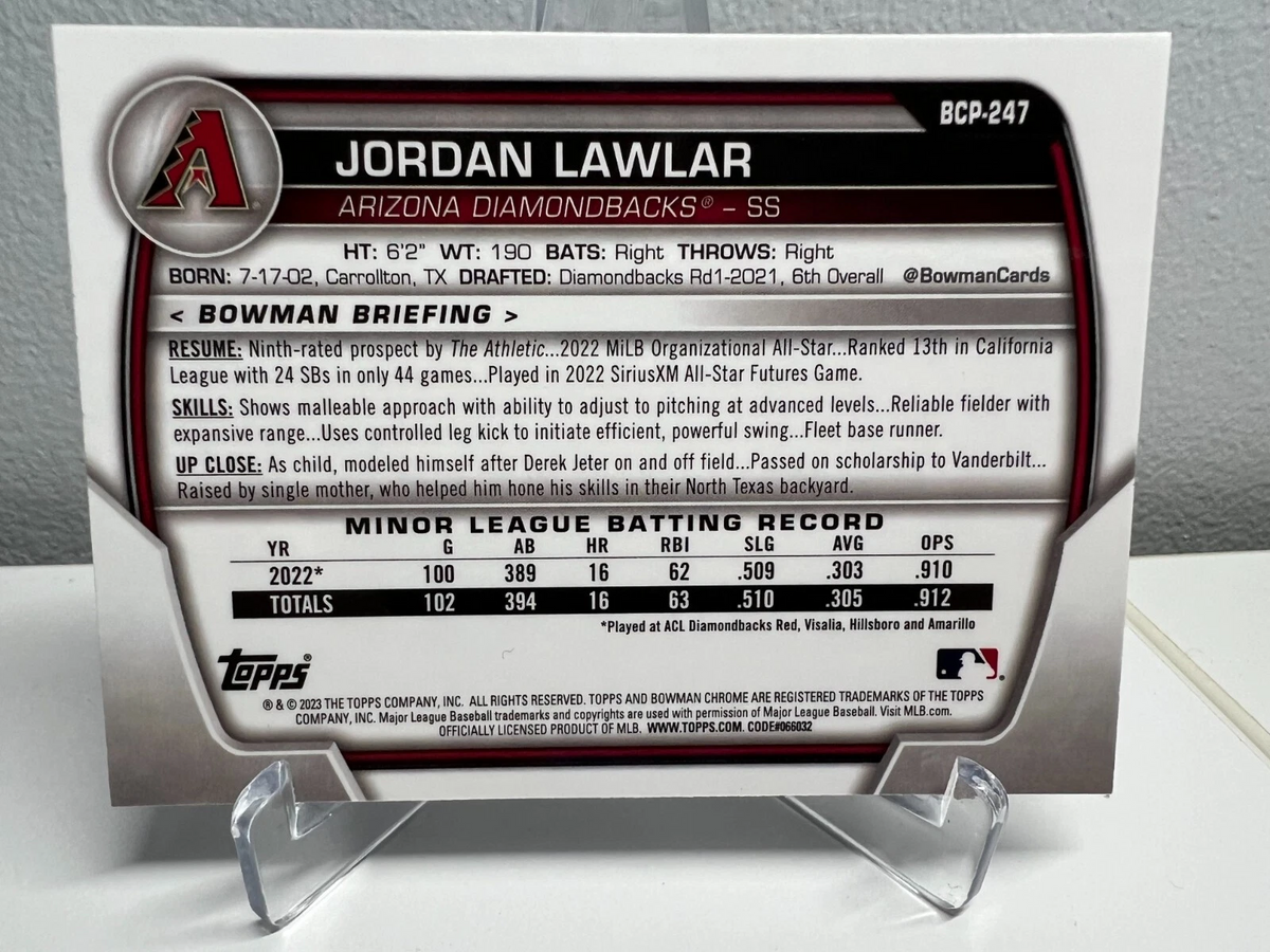 Jordan Lawlar 2023 Bowman Chrome Prospects Mojo Refractor #BCP-247 Diamondbacks