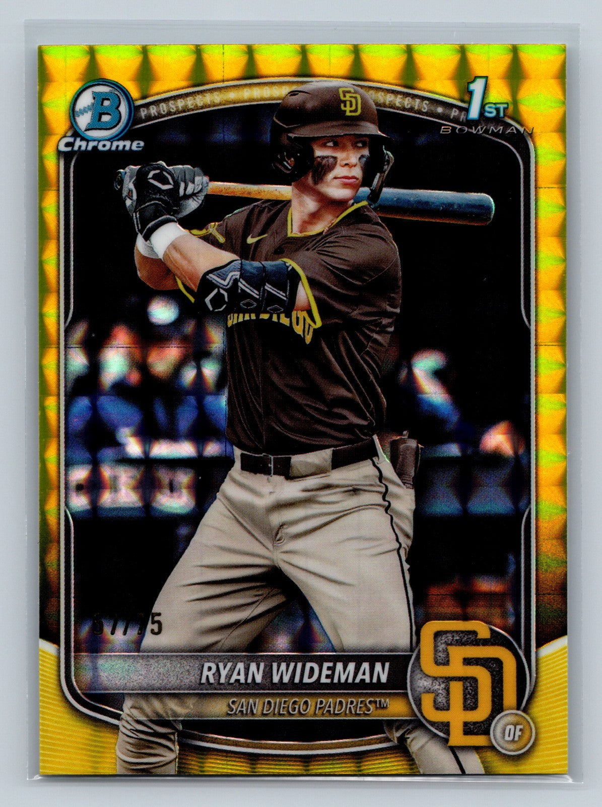 Ryan Wideman 2025 Bowman Draft Chrome 1st Yellow Geometric Refractor /75