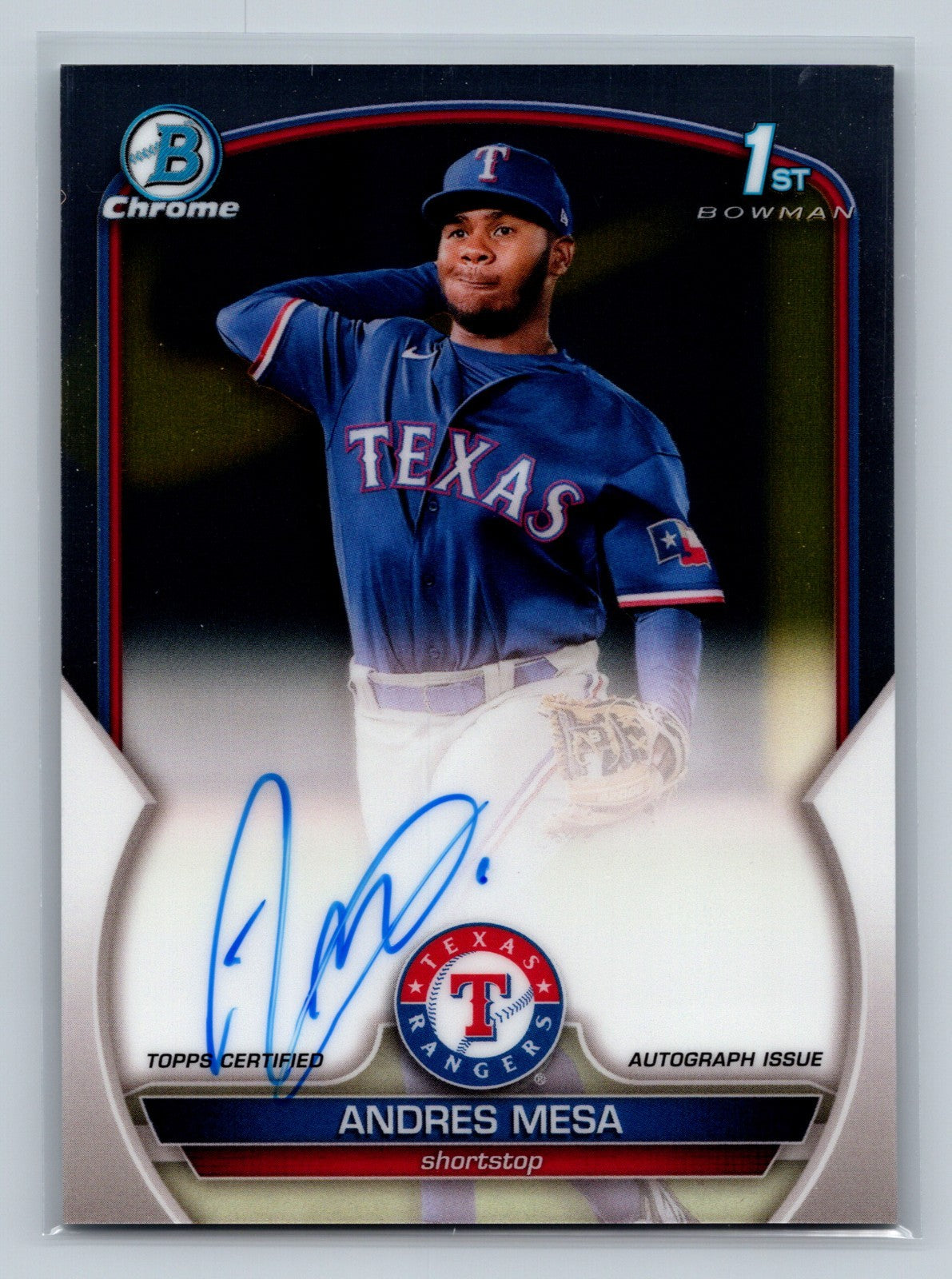 Andres Mesa 2023 Bowman Chrome 1st Auto #CPA-AM Rangers