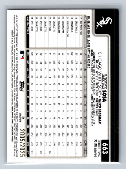 Lenyn Sosa 2025 Topps Series 2 Gold /2025 #663 White Sox