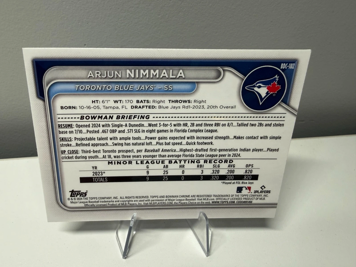 Arjun Nimmala 2024 Bowman Draft Chrome Aqua Lunar Crater Refractor /125 #BDC-102