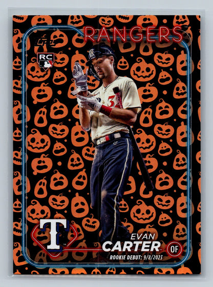 Evan Carter 2024 Topps Update Series Rookie Debut Jack O'Lantern Pumpkins RC