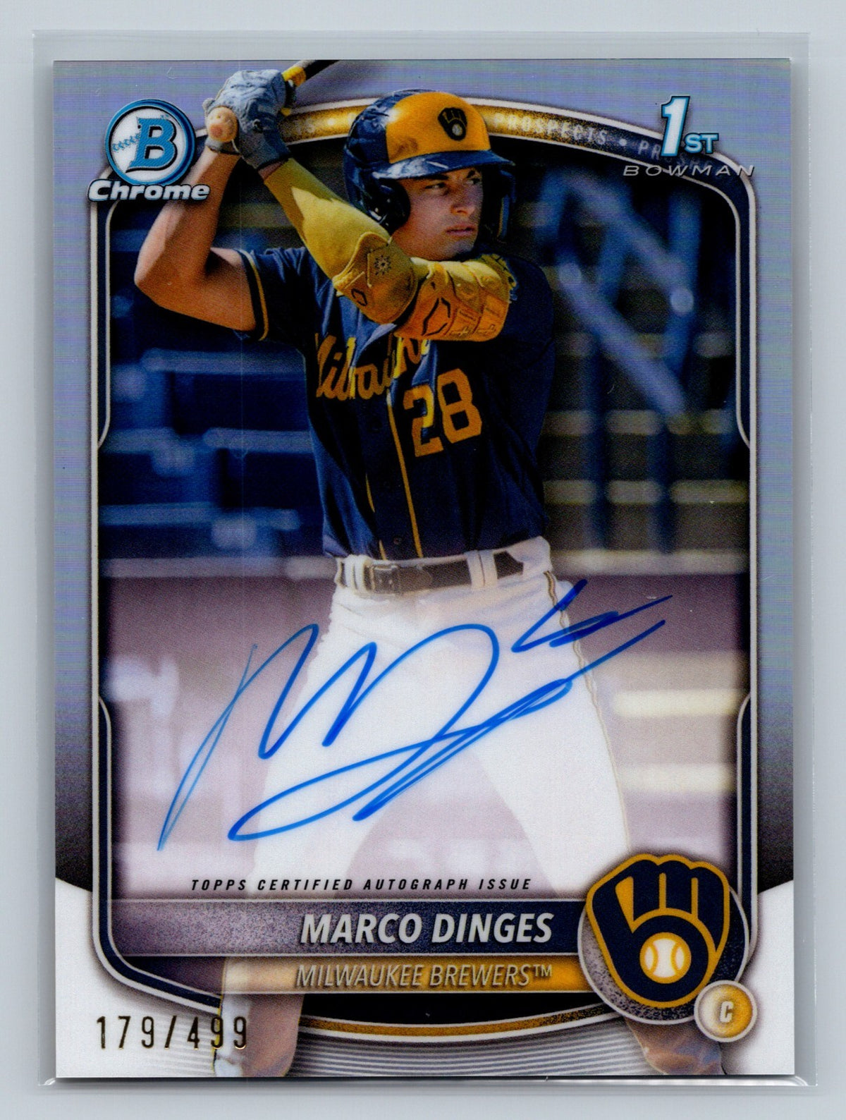 Marco Dinges 2025 Bowman Chrome 1st Refractor Auto /499 #CPA-MD Brewers