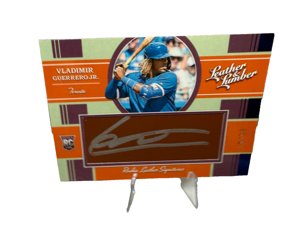 Vladimir Guerrero Jr. 2019 Panini Leather & Lumber Blue Leather Auto RC /99 #137