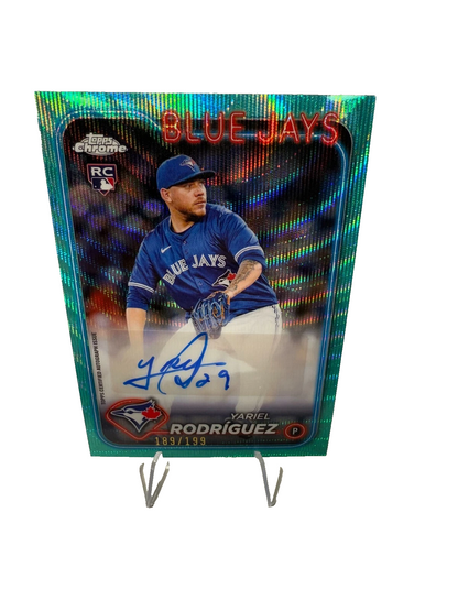 Yariel Rodriguez 2024 Topps Chrome Update Aqua Wave Auto RC /199 #AC-YR Blue Jay