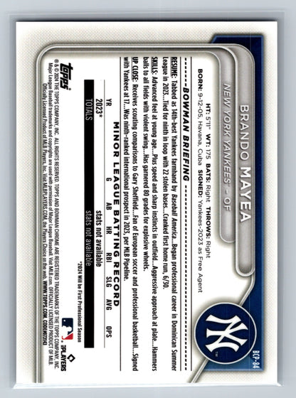 Brando Mayea 2024 Bowman Chrome Prospects Green Grass Refractor /99 #BCP-84