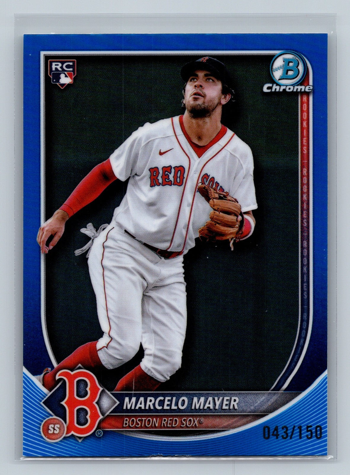 Marcelo Mayer 2025 Bowman Chrome Blue Refractor RC /150 #39 Red Sox