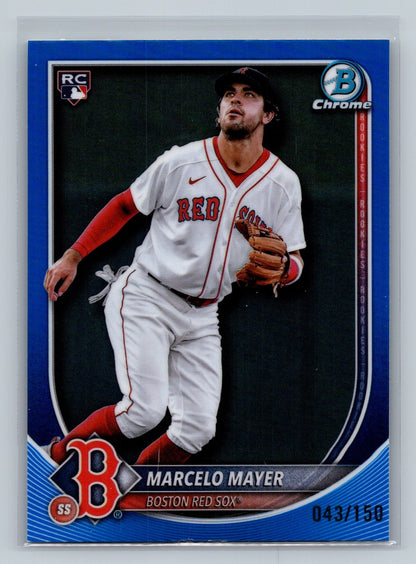 Marcelo Mayer 2025 Bowman Chrome Blue Refractor RC /150 #39 Red Sox