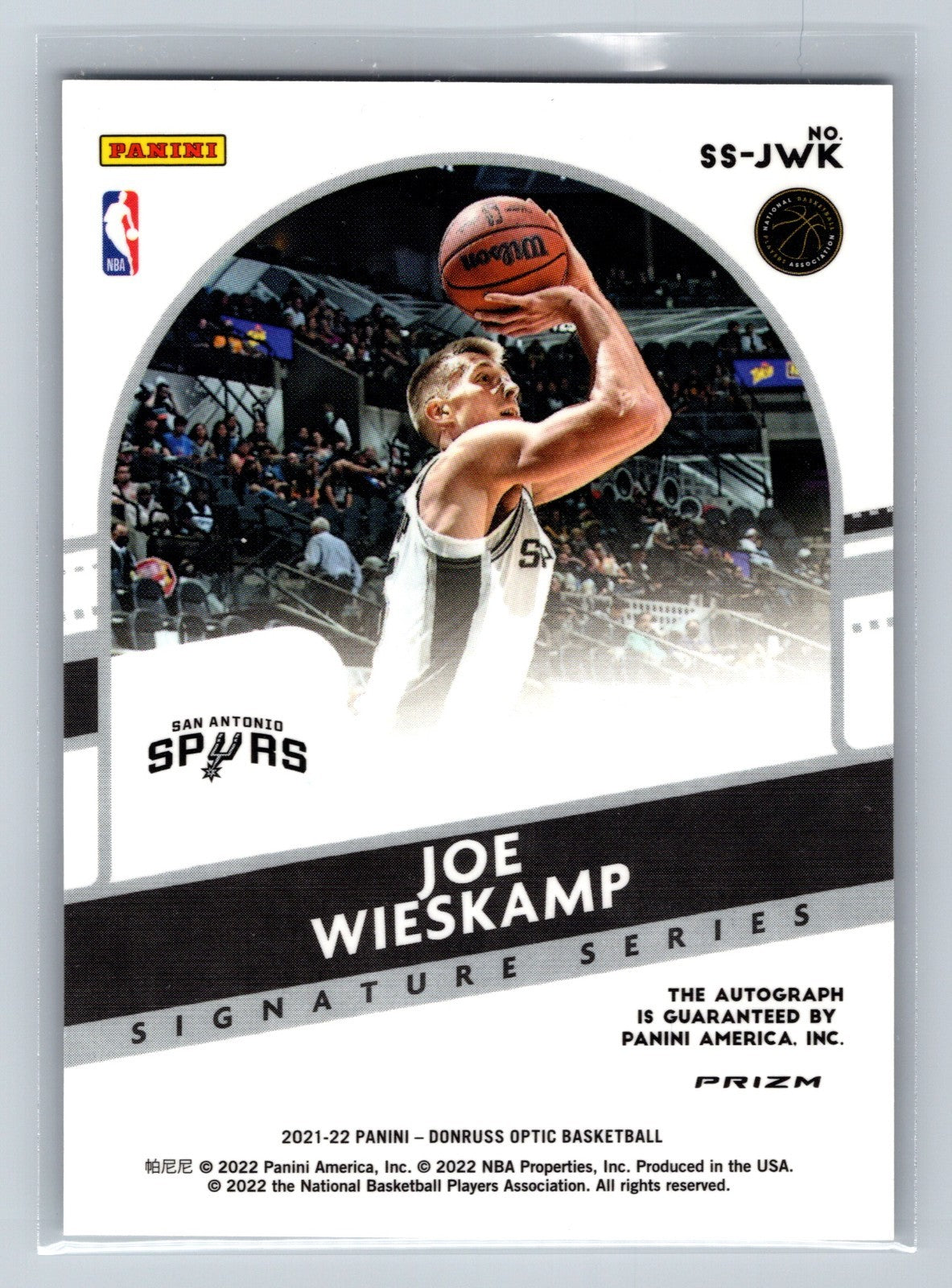 Joe Wieskamp 2021-22 Donruss Optic Signature Series Auto RC #SS-JWK Spurs
