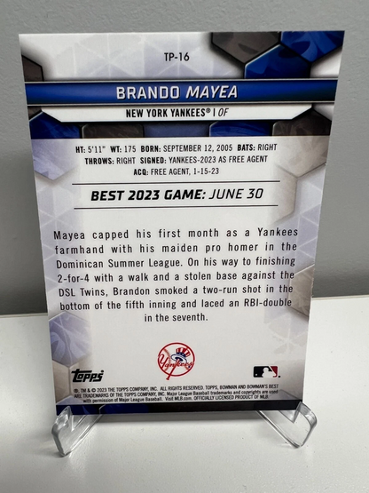 Brando Mayea 2023 Bowman's Best Top Prospects #TP-16 Yankees