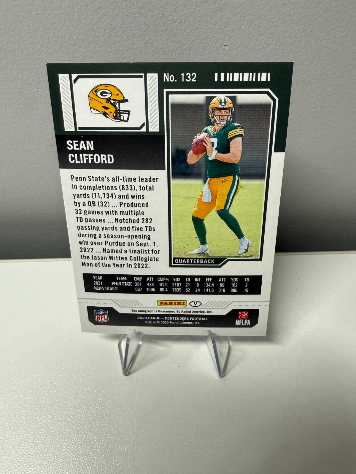 Sean Clifford 2023 Panini Contenders Rookie Ticket Red RC Auto #132 Packers