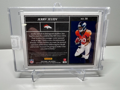 Jerry Jeudy 2020 Panini One Dual Rookie Patch Auto RC /75 #38 Broncos