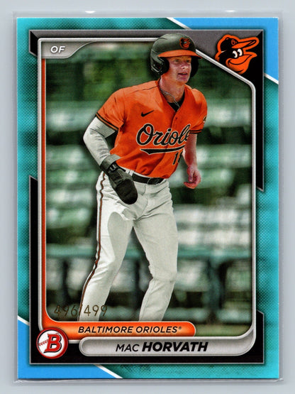 Mac Horvath 2024 Bowman Paper Prospect Sky Blue /499 #BP-6 Orioles