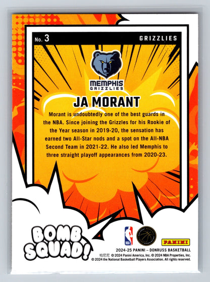 JA Morant 2024-25 Panini Donruss Bomb Squad #3 Grizzlies