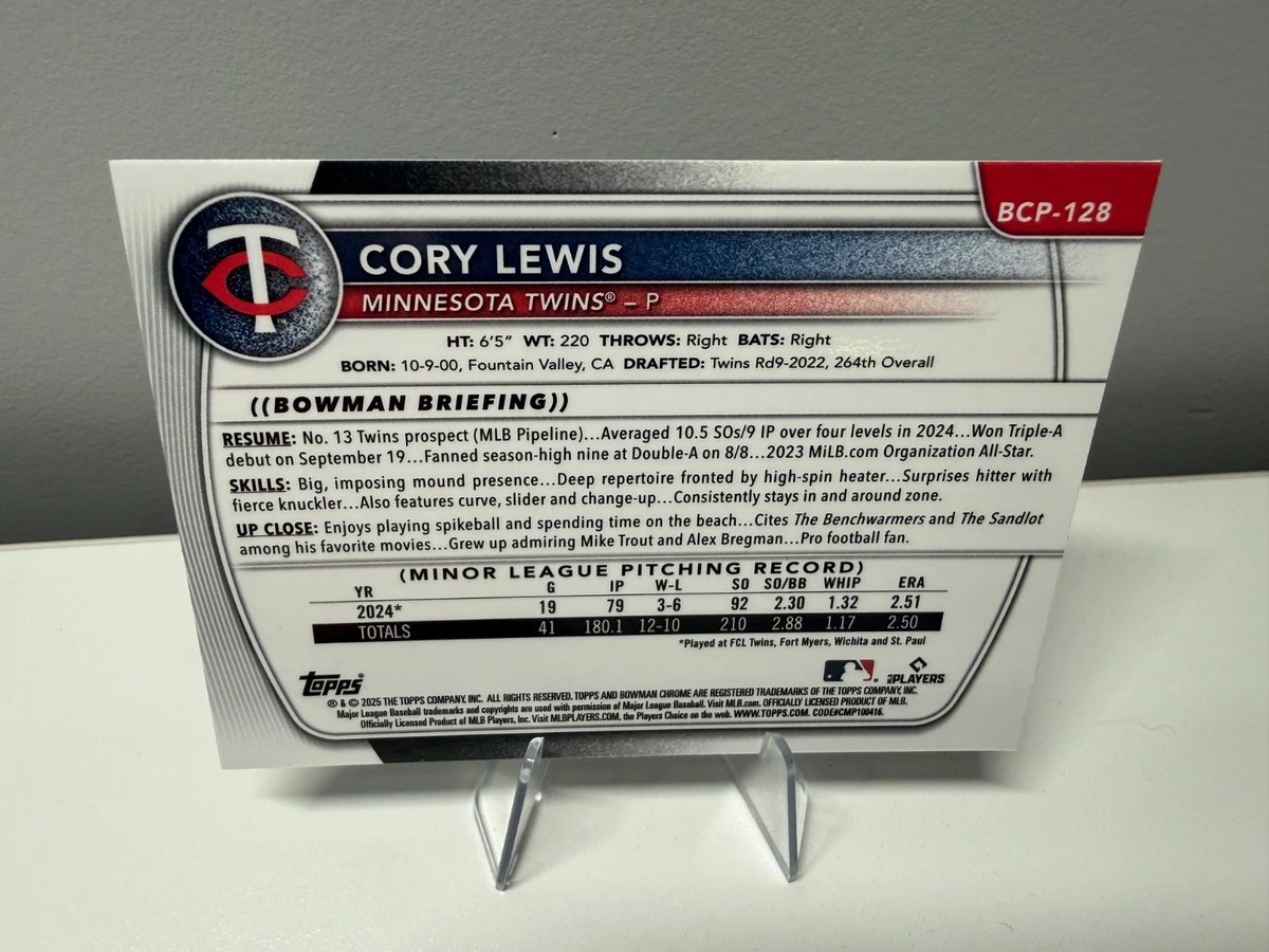 Cory Lewis 2025 Bowman Chrome 1st Aqua X-Fractor /125 #BCP-128 Twins