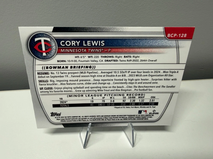 Cory Lewis 2025 Bowman Chrome 1st Aqua X-Fractor /125 #BCP-128 Twins