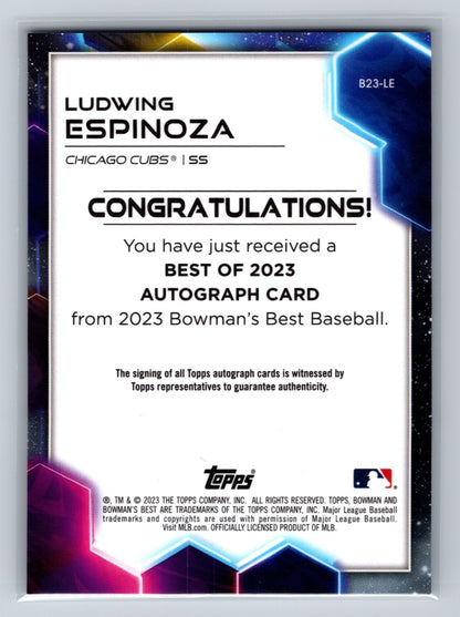 Ludwing Espinoza 2023 Bowman's Best Auto #B23-LE Cubs