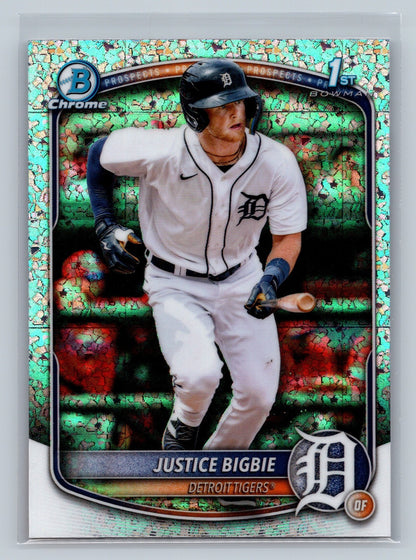 Justice Bigbie 2025 Bowman Chrome 1st Mini Diamond Refractor #BCP-215 Tigers