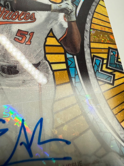 Enrique Bradfield Jr. 2023 Bowman Draft Stained Glass Gold Mini Diamond Auto /50