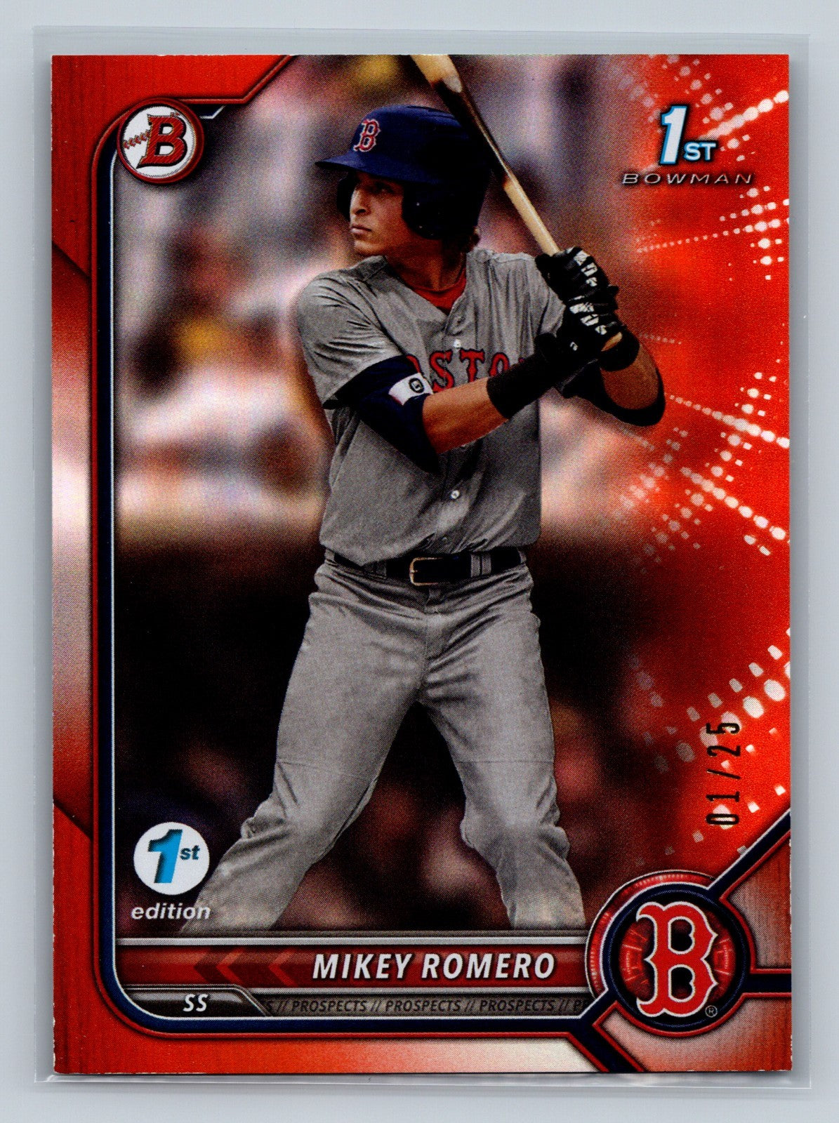 Mikey Romero 2022 Bowman Draft 1st Edition Paper Orange /25 #BD-42 Red Sox