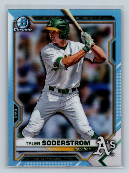 Tyler Soderstrom 2021 Bowman Draft Chrome Sky Blue Refractor #BDC-15 Athletics