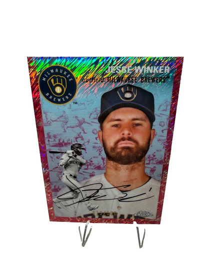 Jesse Winker 2023 Topps Chrome Platinum Anniversary Toile Cream Fuchsia /100