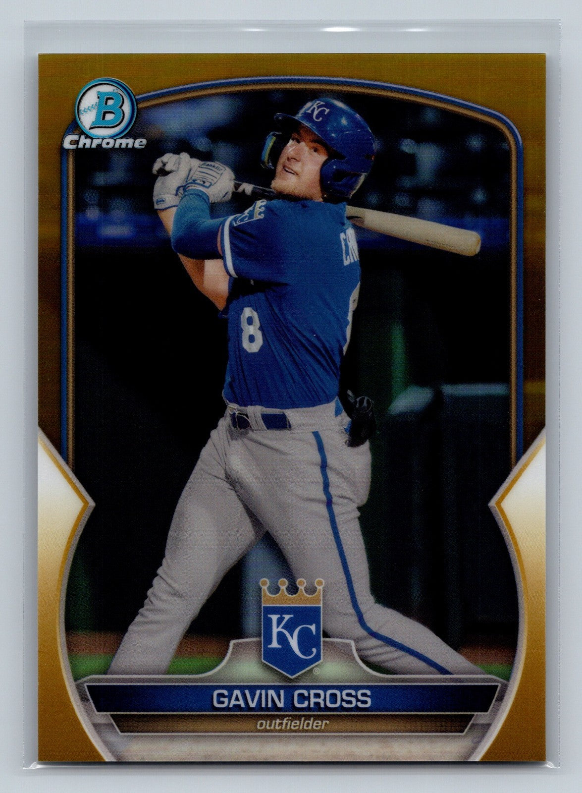 Gavin Cross 2023 Bowman Chrome Prospect Gold Refractor /50 #BCP-160 Royals