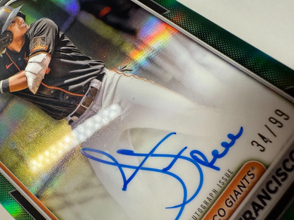 Javier Francisco 2024 Bowman Chrome 1st Green Refractor Auto /99 #CPA-JFA Giants