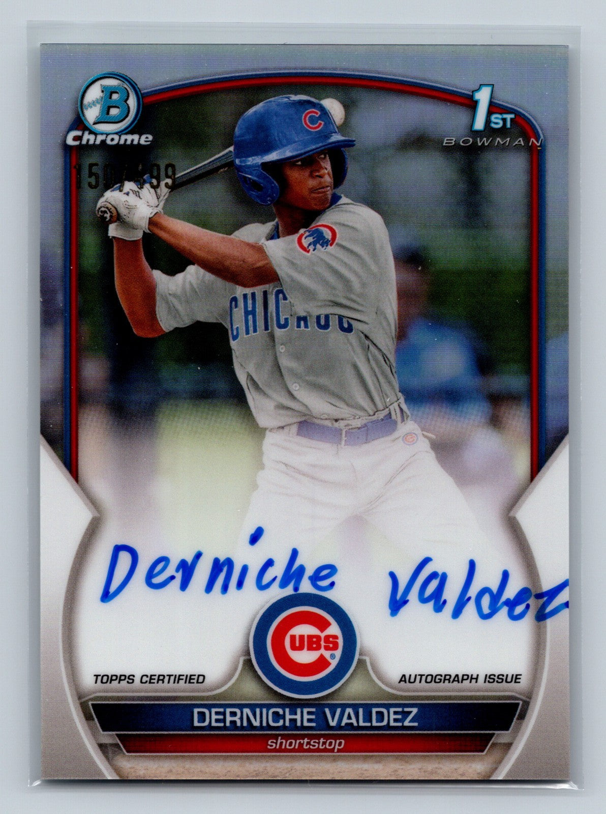 Derniche Valdez 2023 Bowman Chrome 1st Refractor Auto /499 #CPA-DV Cubs
