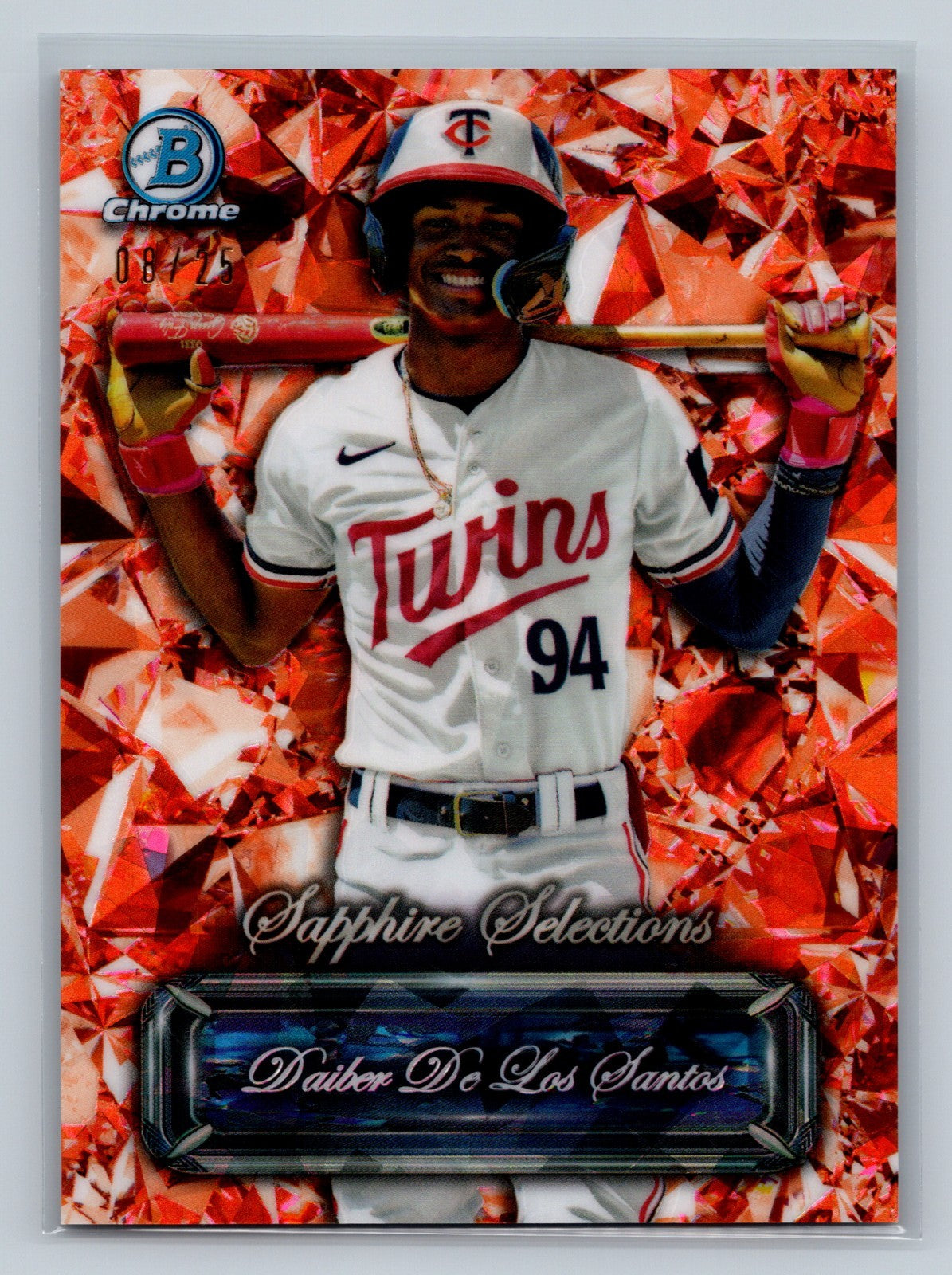 Daiber De Los Santos 2024 Bowman Chrome Sapphire Selections Orange Refractor /25