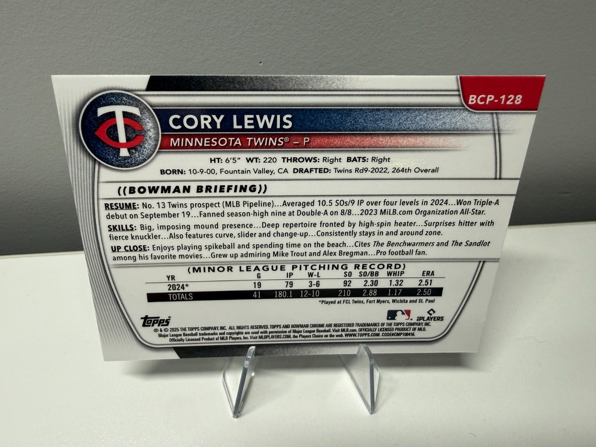Cory Lewis 2025 Bowman Chrome 1st Aqua X-Fractor /125 #BCP-128 Twins