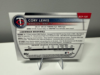 Cory Lewis 2025 Bowman Chrome 1st Aqua X-Fractor /125 #BCP-128 Twins