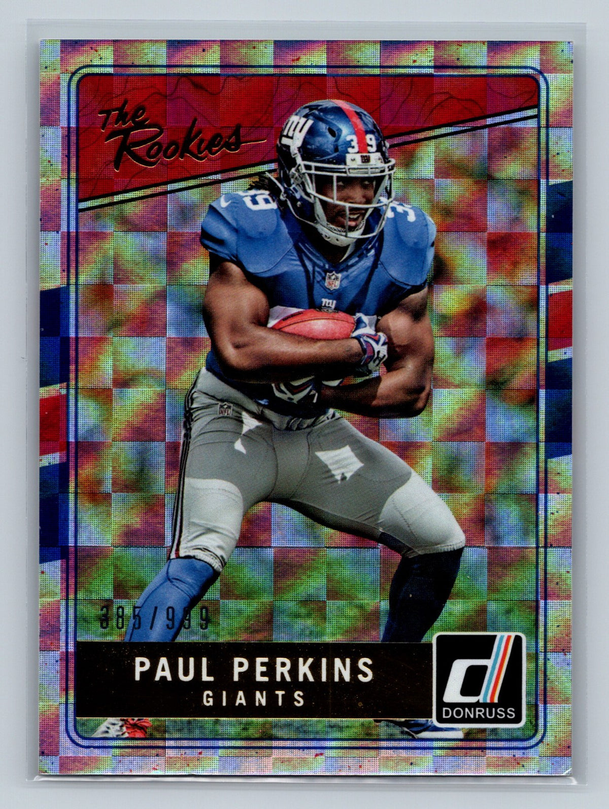 Paul Perkins 2016 Panini Donruss The Rookies Checker Board /999 #17 Giants