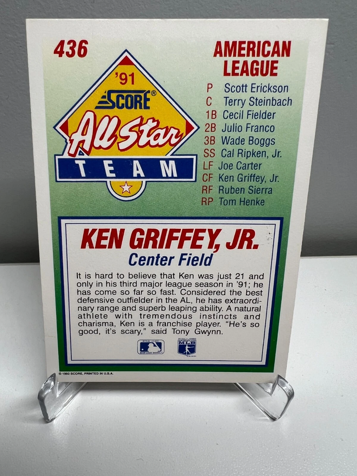 Ken Griffey Jr. 1992 Score All Star #436 Mariners