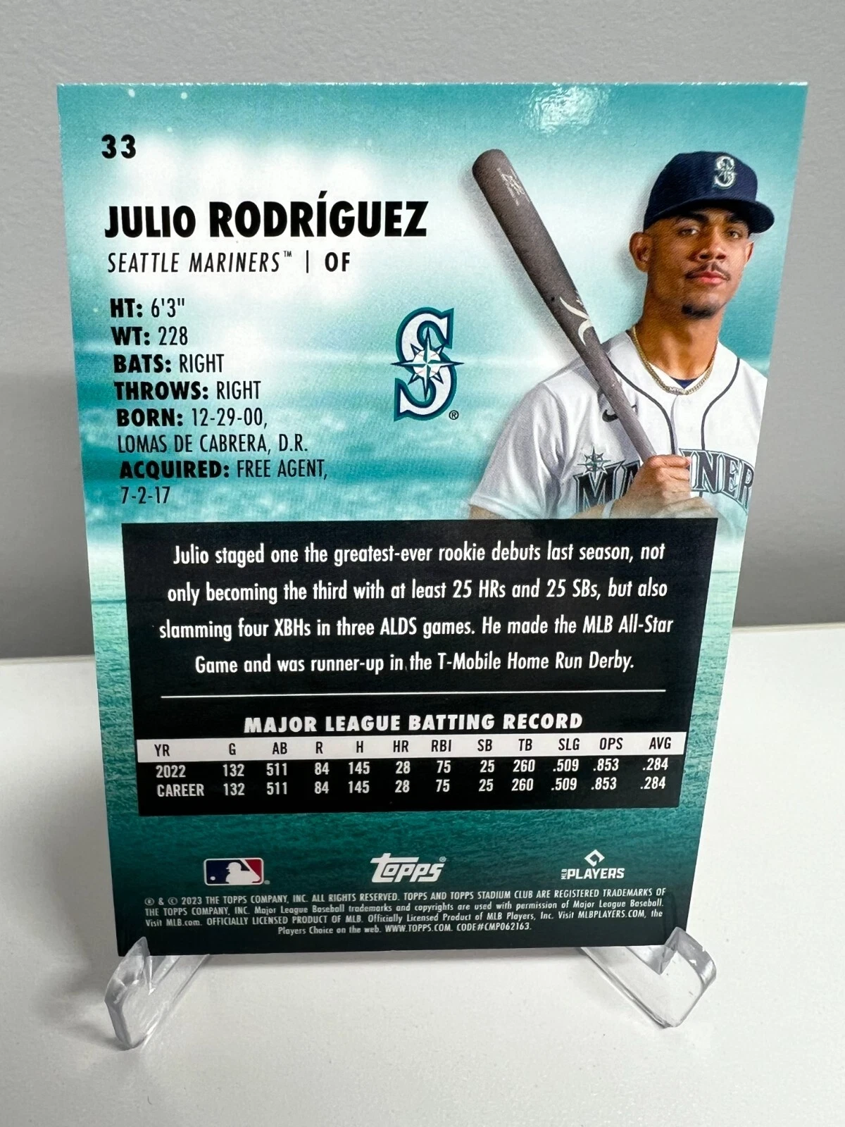 Julio Rodriguez 2023 Topps Stadium Club Base #33 Mariners