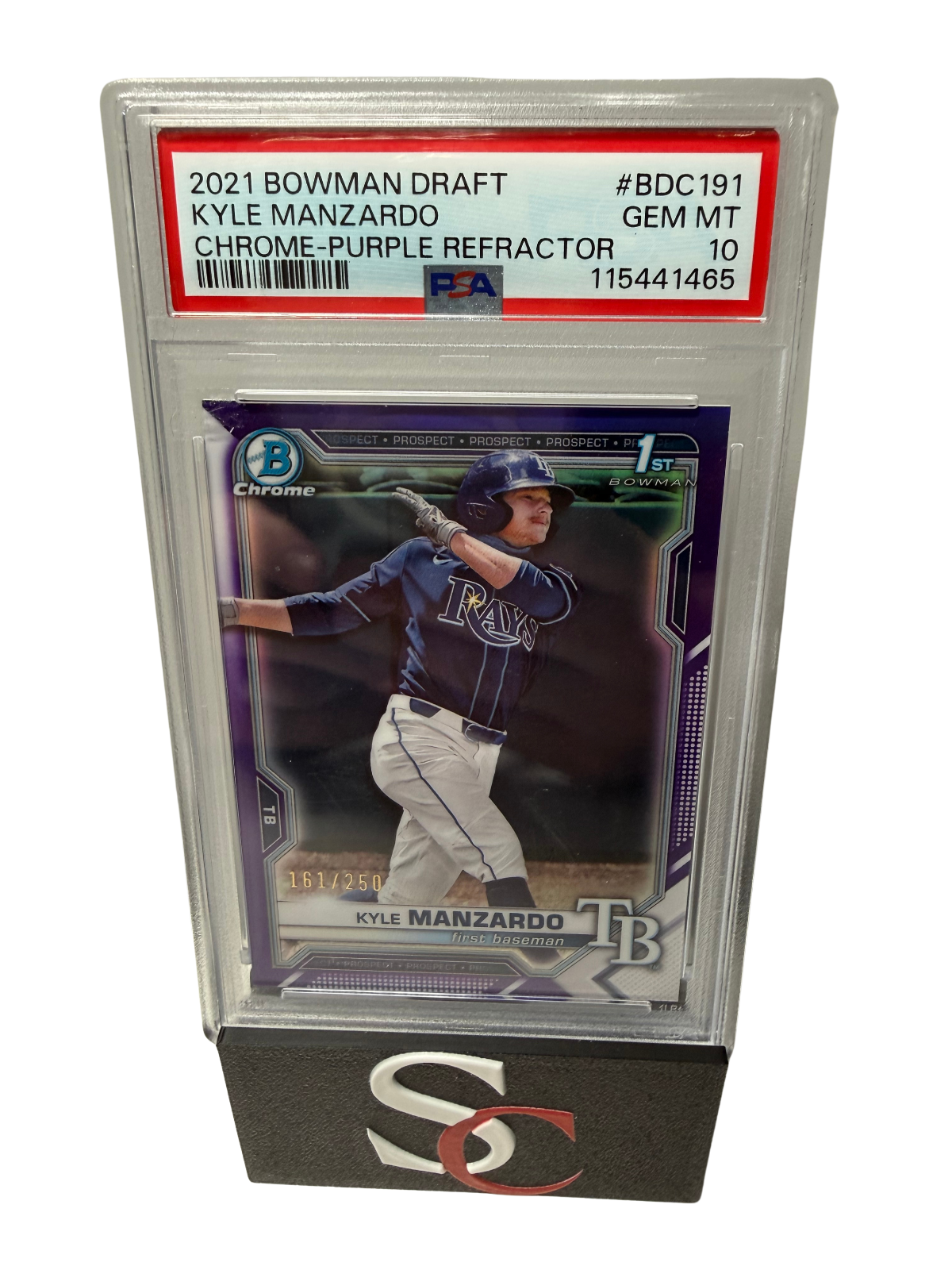 Kyle Manzardo 2021 Bowman Draft Chrome 1st Purple Refractor /250 #BDC-191 PSA 10