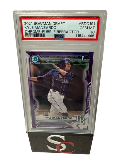 Kyle Manzardo 2021 Bowman Draft Chrome 1st Purple Refractor /250 #BDC-191 PSA 10