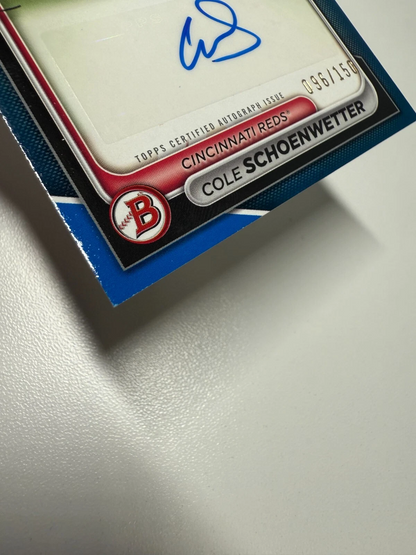 Cole Schoenwetter 2024 Bowman Paper Prospect Blue Auto /150 #PPRA-CS Reds
