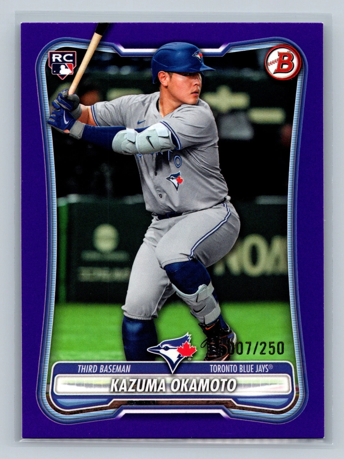 Kazuma Okamoto 2026 Bowman Purple RC /250 #28 Blue Jays