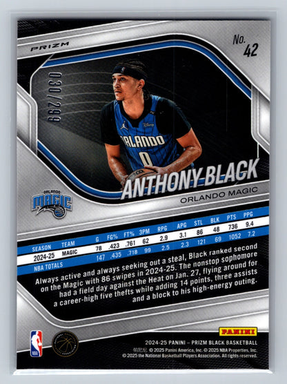 Anthony Black 2024-25 Panini Prizm Black Red Prizm /299 #42 Magic
