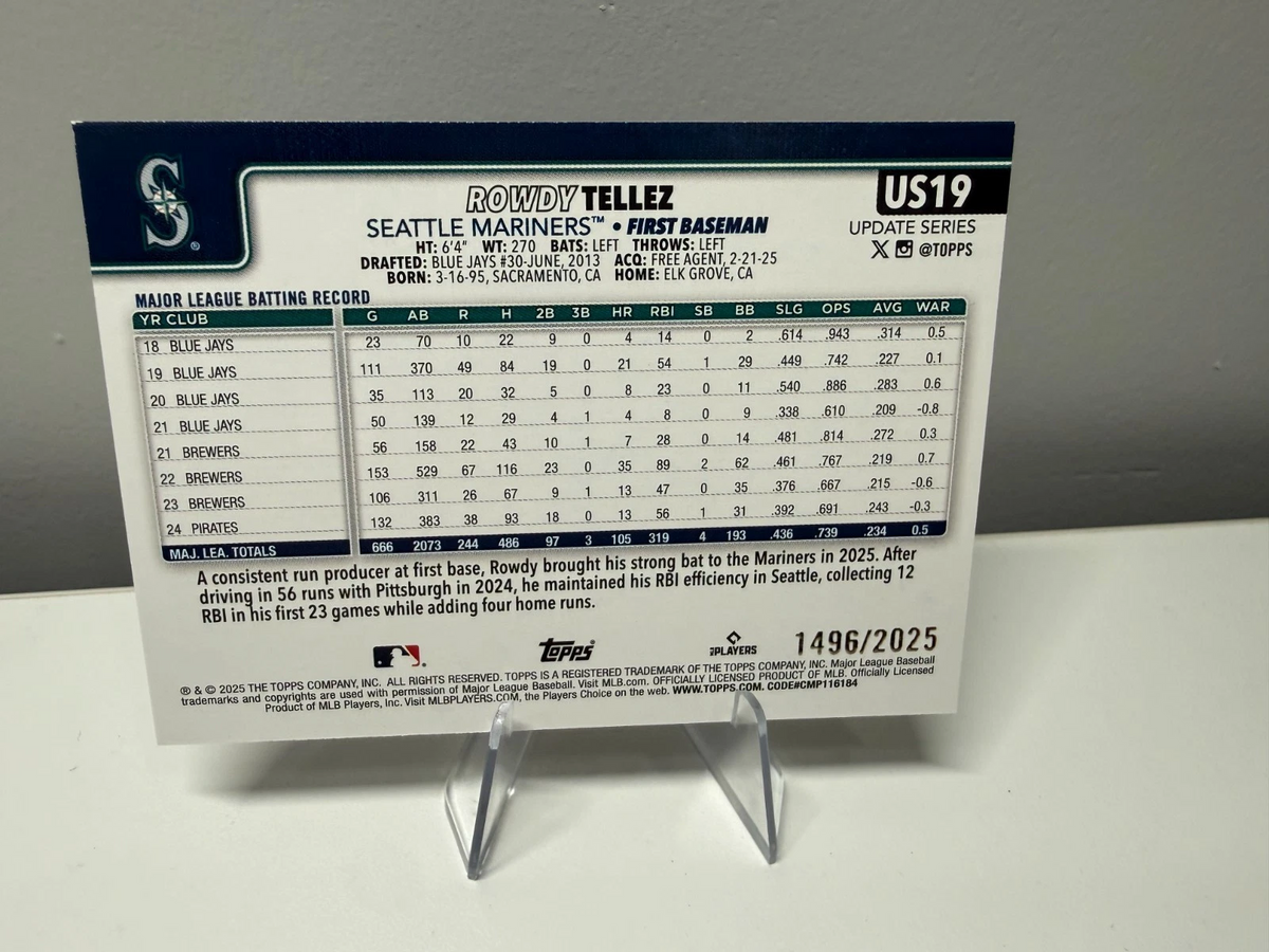 Rowdy Tellez 2025 Topps Update Series Gold /2025 #US19 Mariners